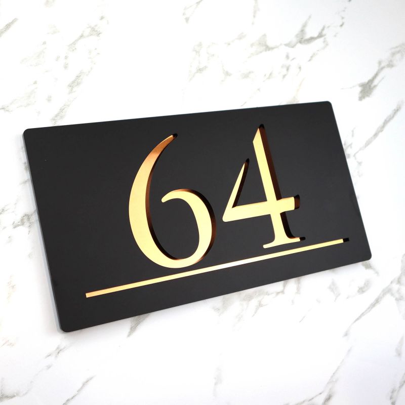 Custom double-layer acrylic house number address plaque – view 2