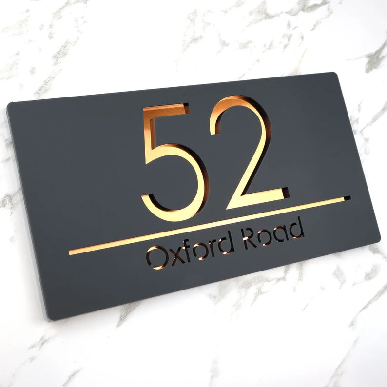Custom double-layer acrylic house number address plaque – view 3