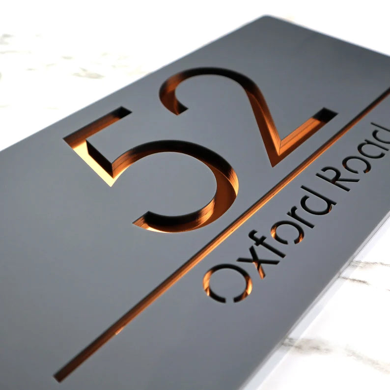 Custom double-layer acrylic house number address plaque – view 4