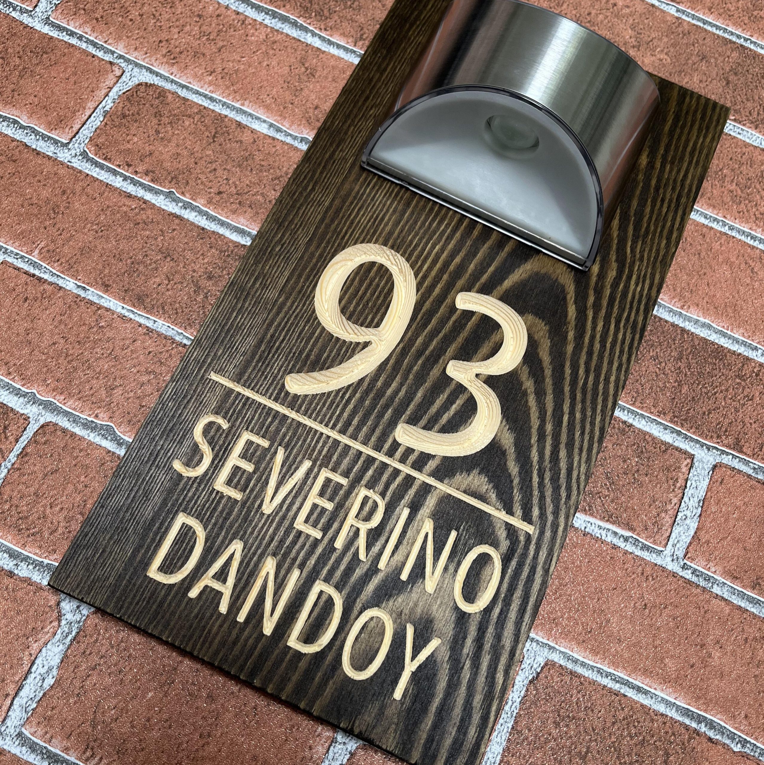 Custom engraved solid wood solar house sign – view 4