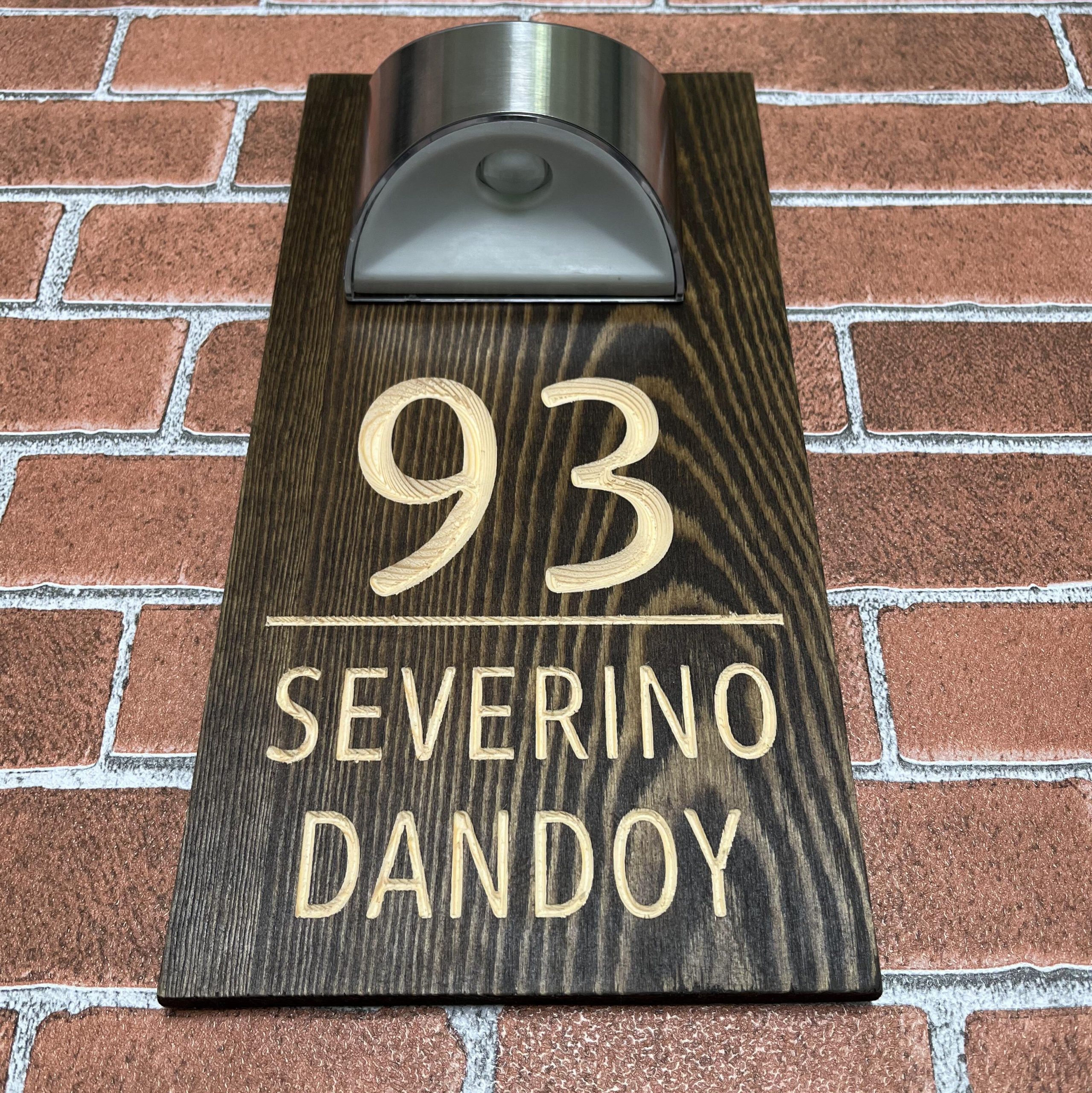 Custom engraved solid wood solar house sign – view 5