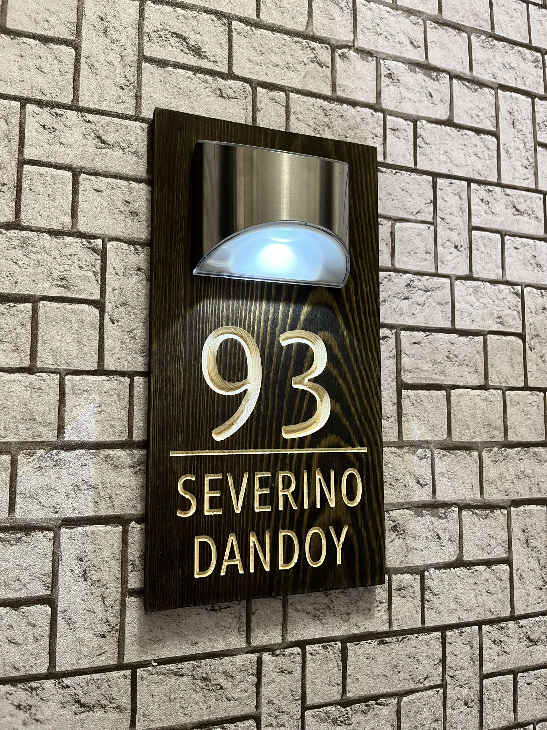 Custom engraved solid wood solar house sign – view 6