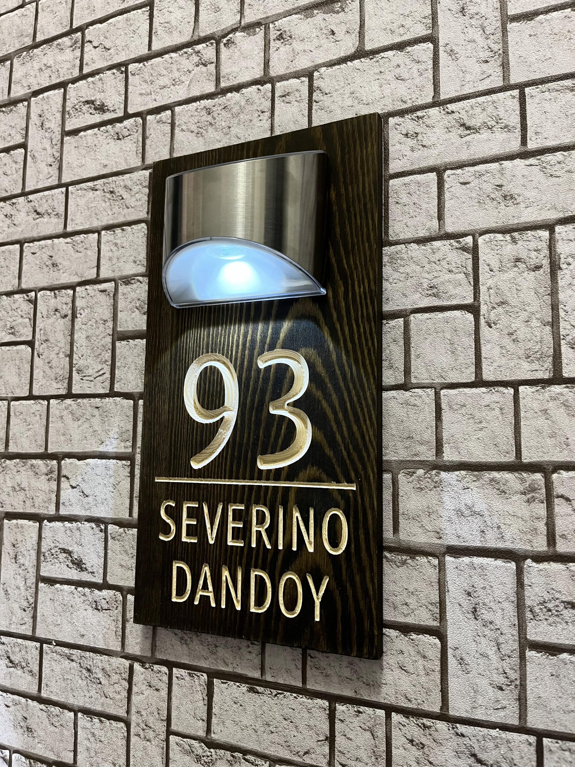 Custom engraved solid wood solar house sign – view 8