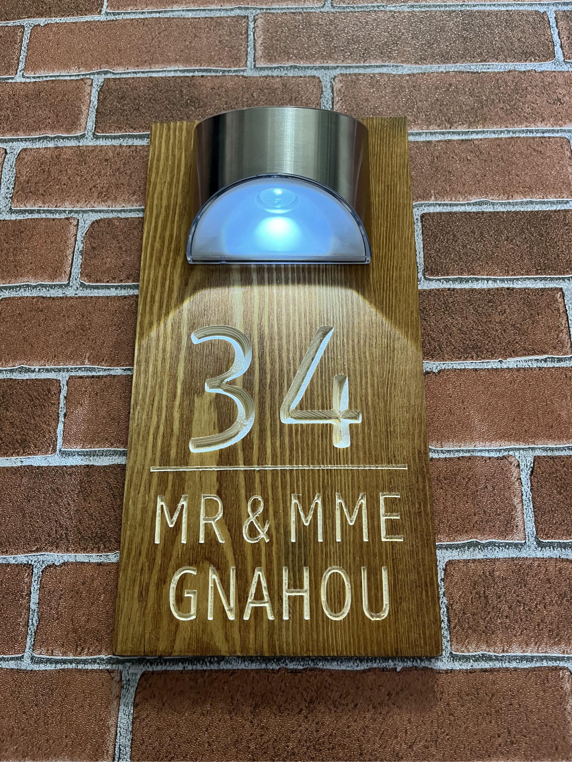 Custom engraved solid wood solar house sign – view 9