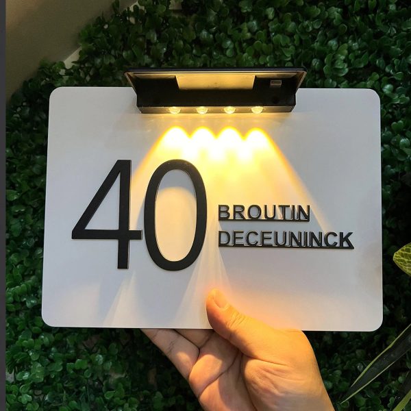 Personalized acrylic doorplate with warm LED light