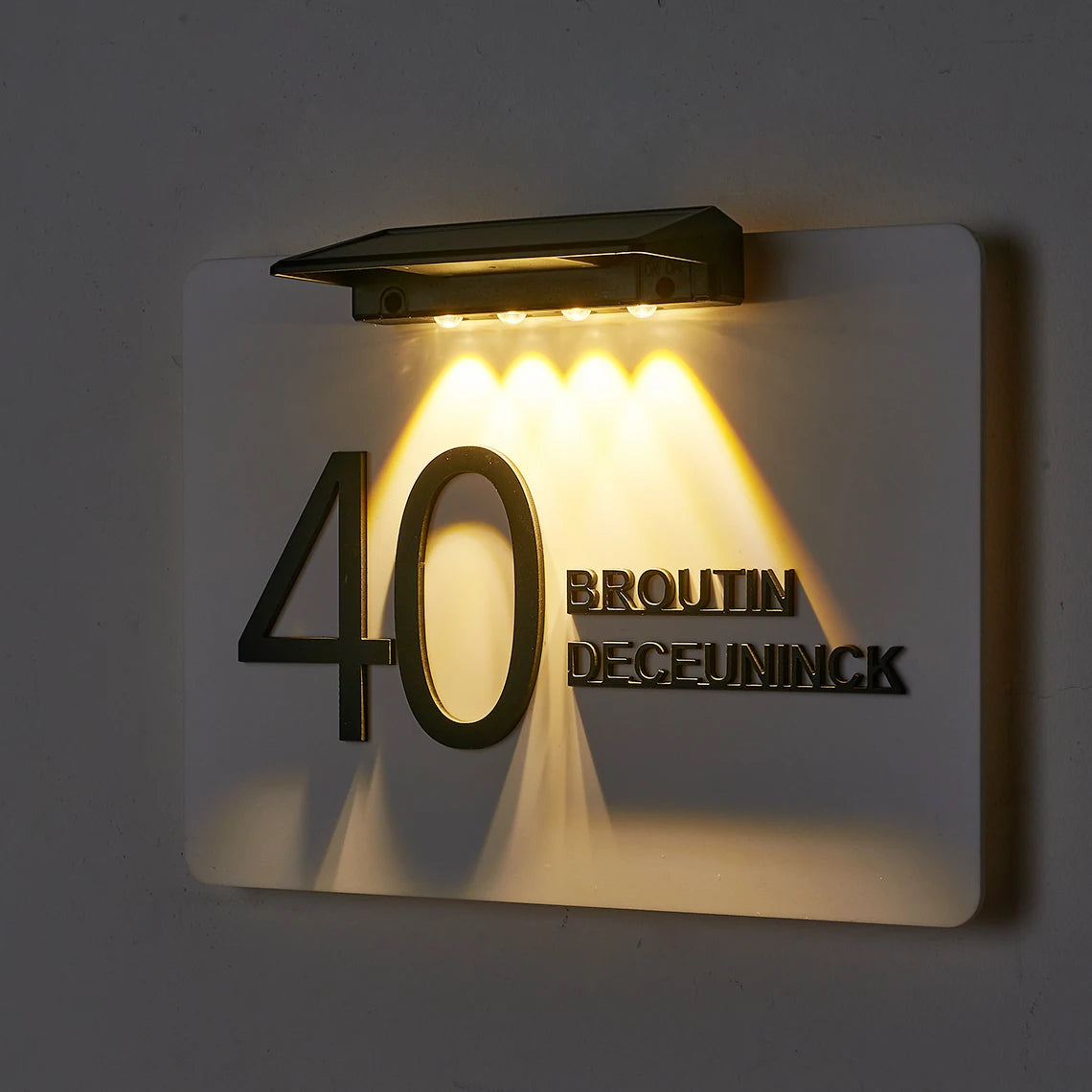 Personalized acrylic doorplate with warm LED light – view 3