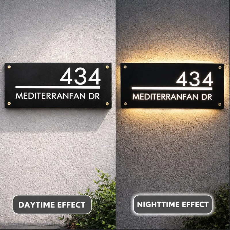 Custom illuminated LED house number sign – view 5