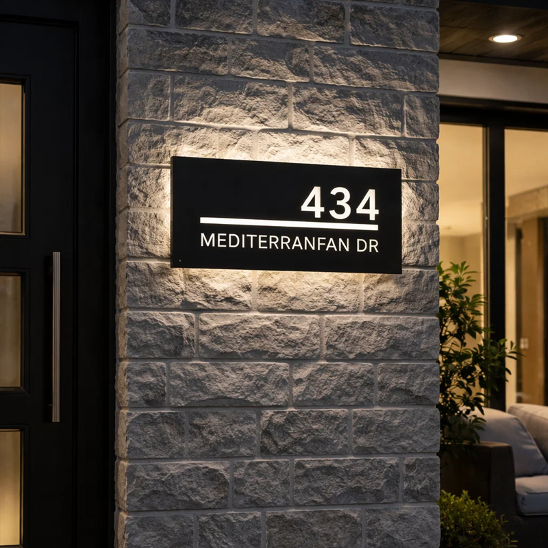 Custom illuminated LED house number sign – view 7