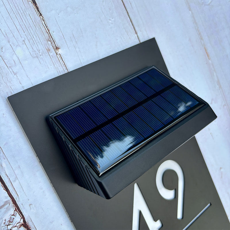 Custom solar laser-cut house sign with 100-lumen LED – view 4