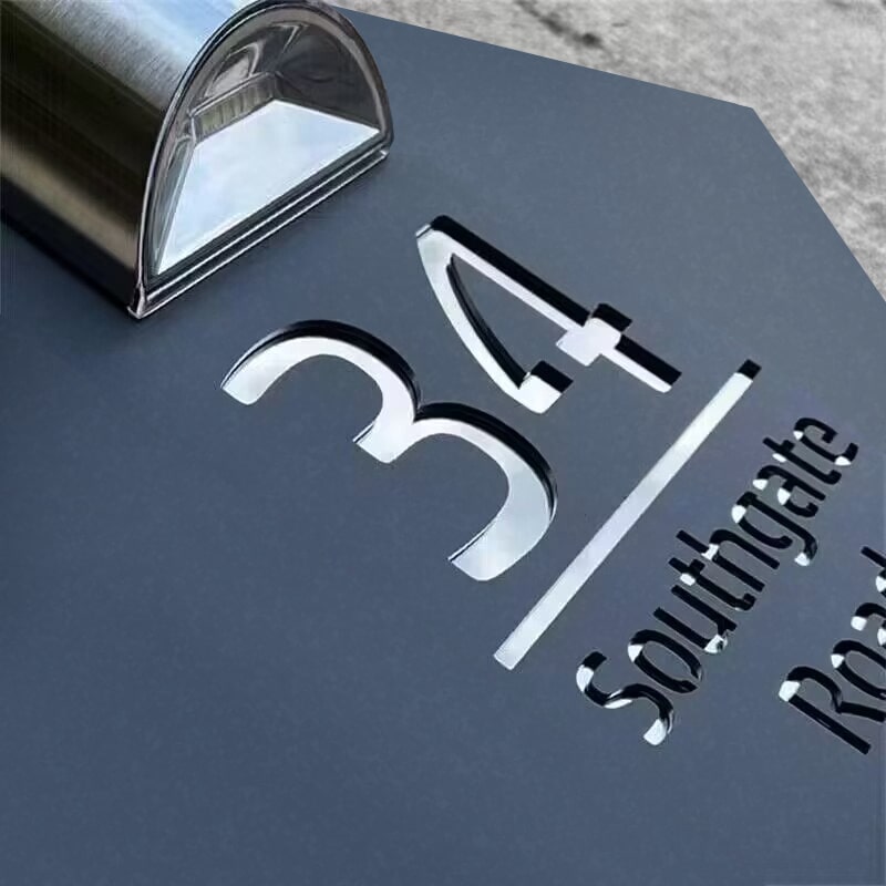 Personalized diamond solar house number sign – view 2