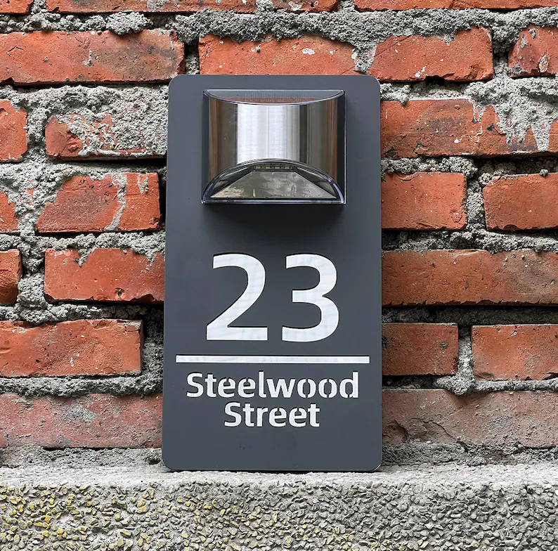 Personalized solar LED door plaque