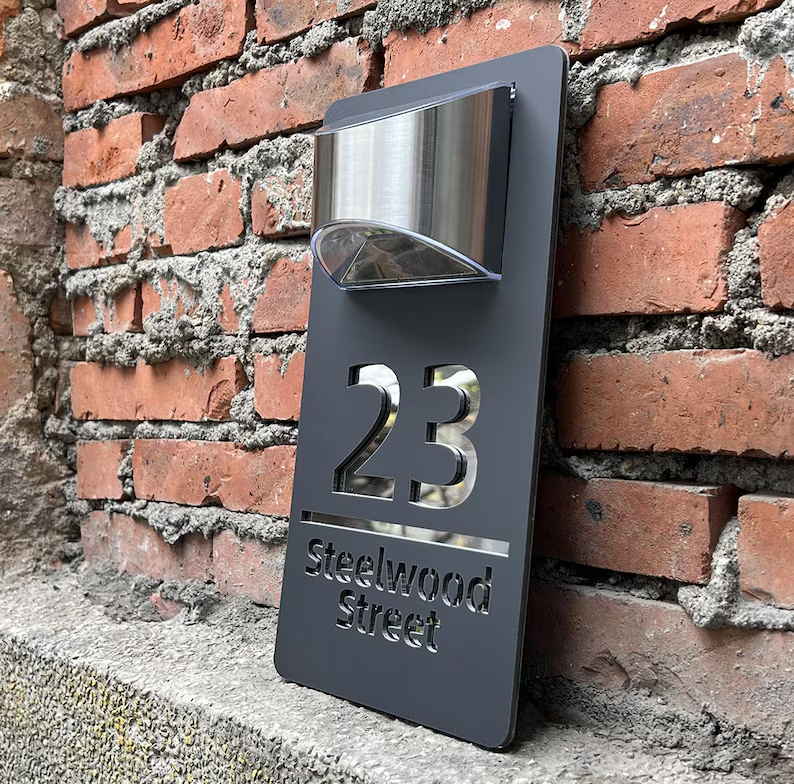 Personalized solar LED door plaque – view 2