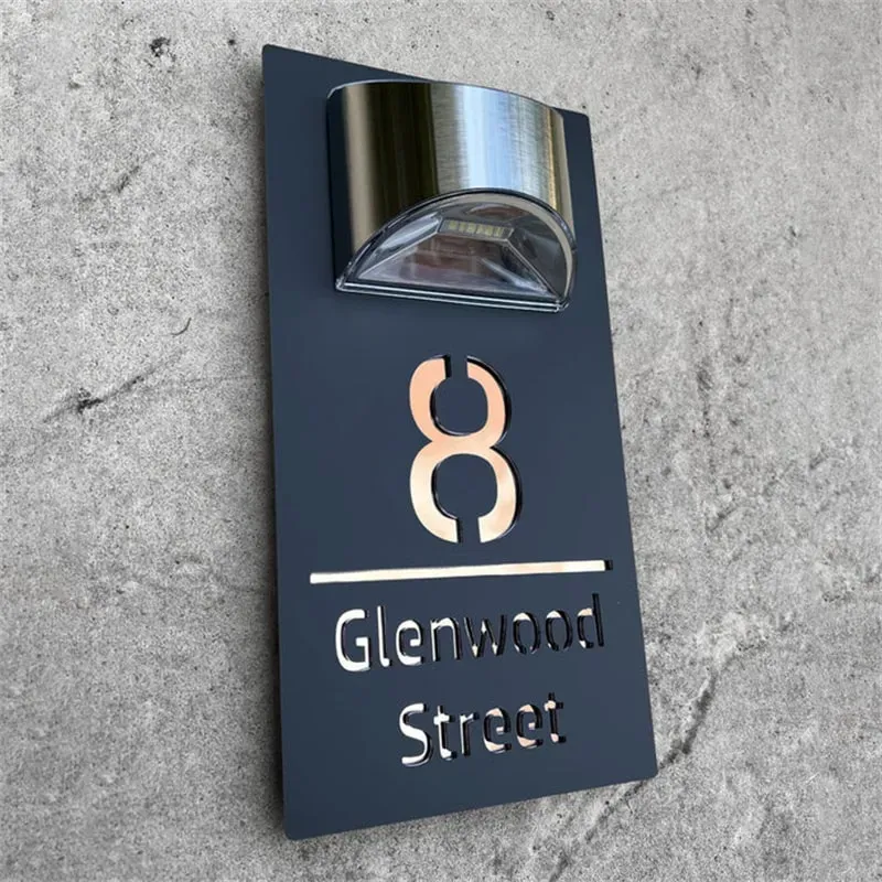 Personalized solar LED door plaque – view 7