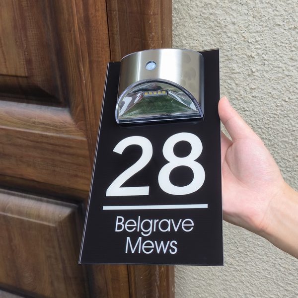 Personalized solar LED door plaque – view 8