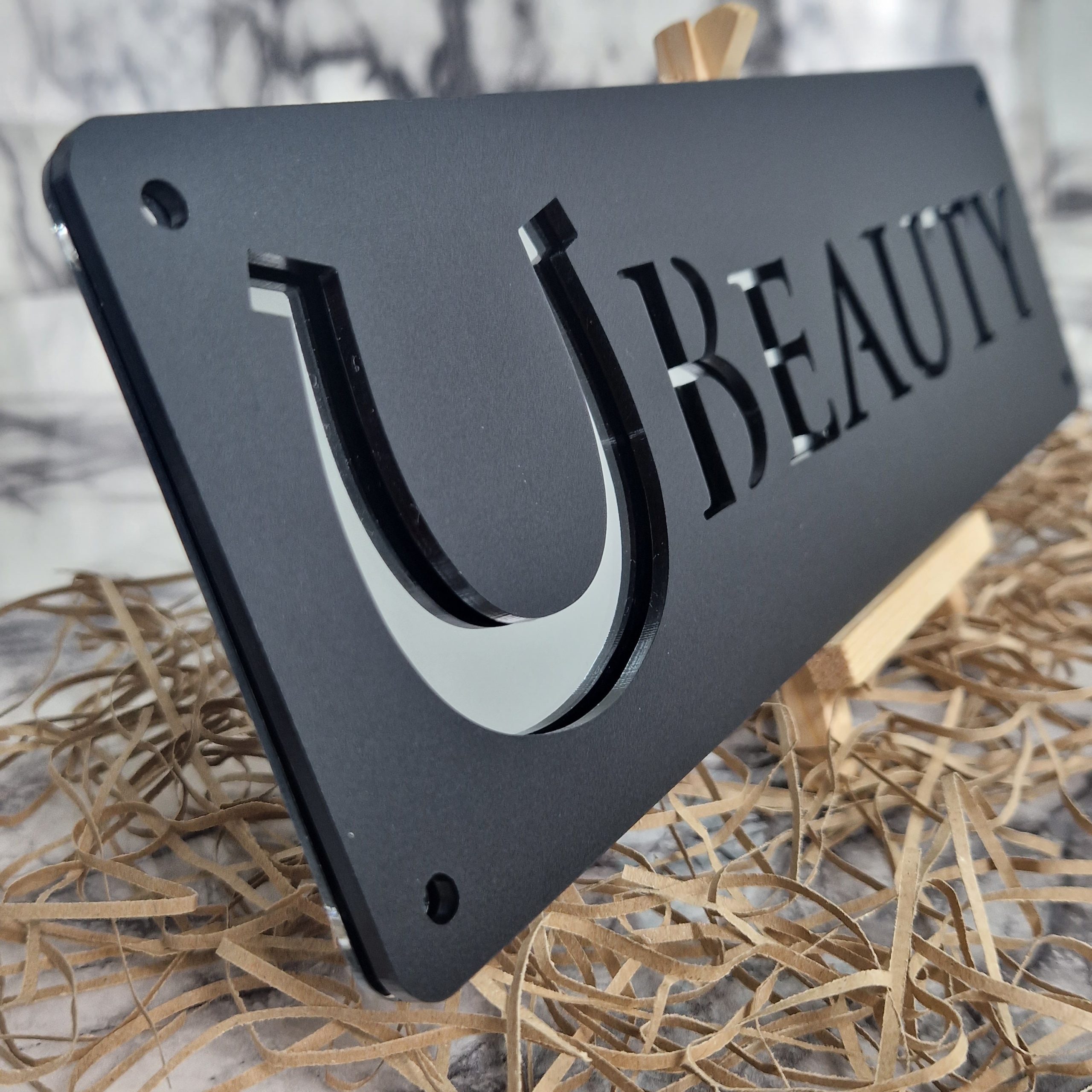 Personalized laser-cut horse stable name plaque