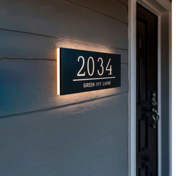 Personalized LED backlit acrylic house number sign