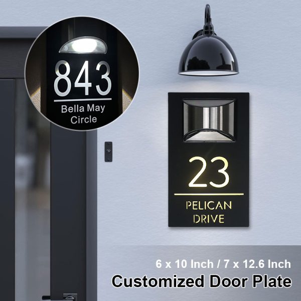 Personalized solar LED house number sign