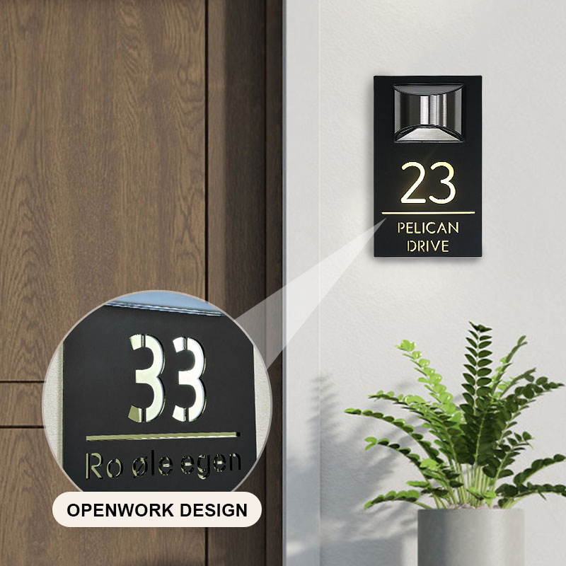 Personalized solar LED house number sign – view 4