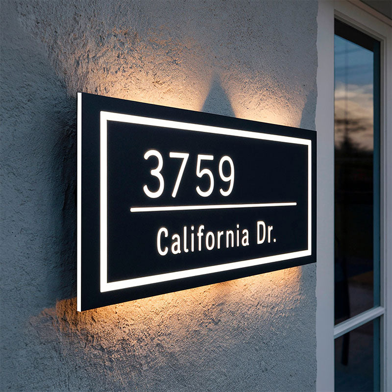 Personalized backlit acrylic LED house number plate