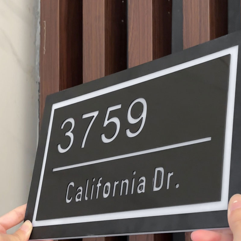 Personalized backlit acrylic LED house number plate – view 5