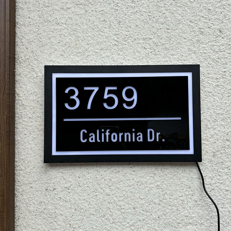 Personalized backlit acrylic LED house number plate – view 6