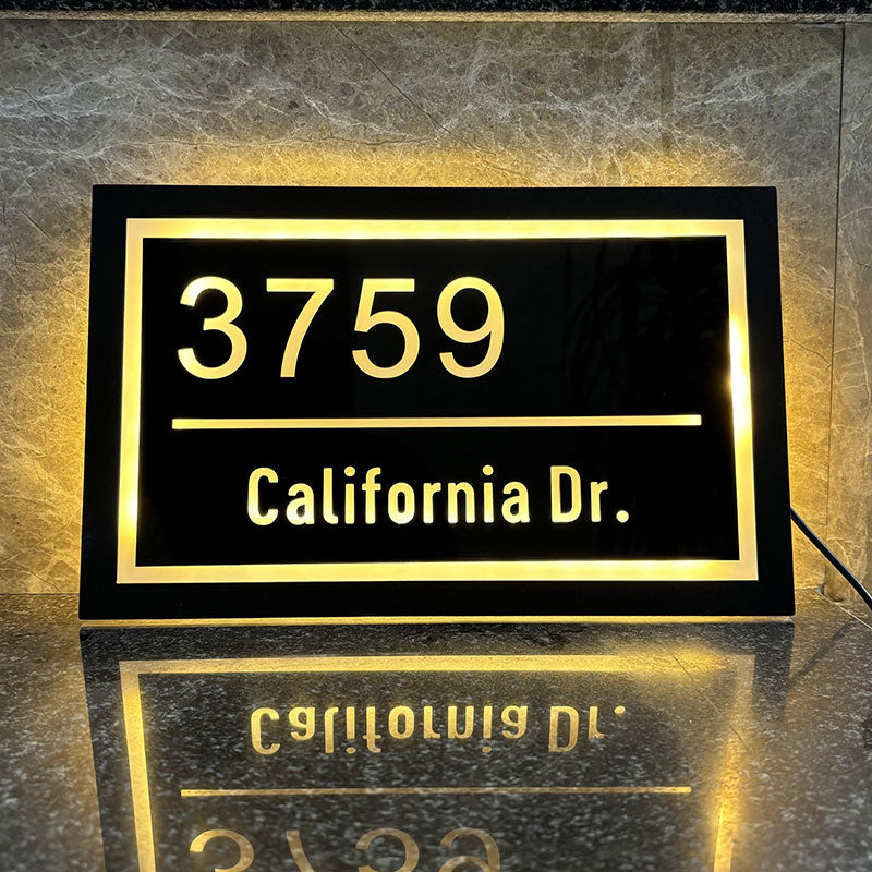 Personalized backlit acrylic LED house number plate – view 7