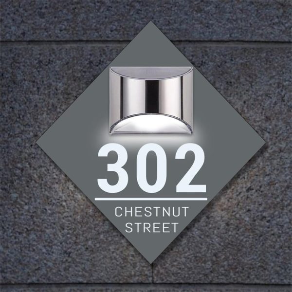 Personalized UV-printed diamond solar house number sign