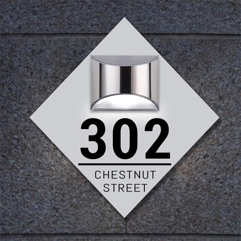 Textured UV printing on a personalized solar door plaque