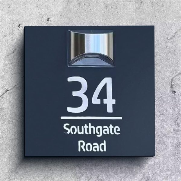 Personalized square solar house number plaque