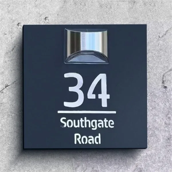 Personalized square solar house number plaque