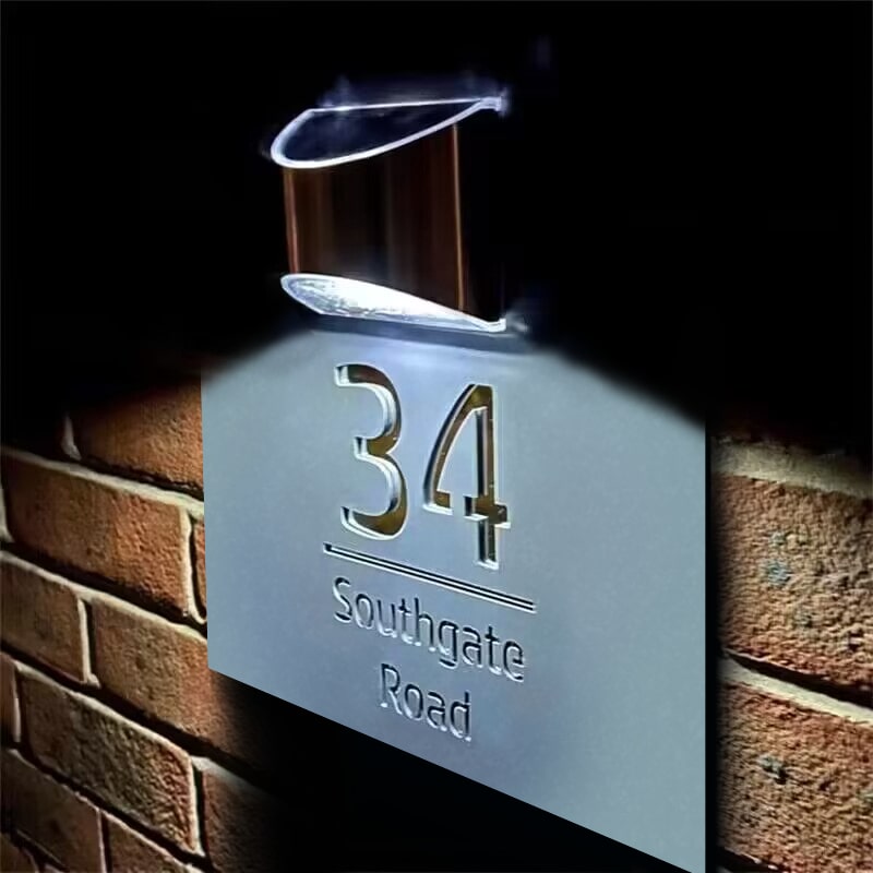 Double-layered hollow laser-cut square acrylic house plate