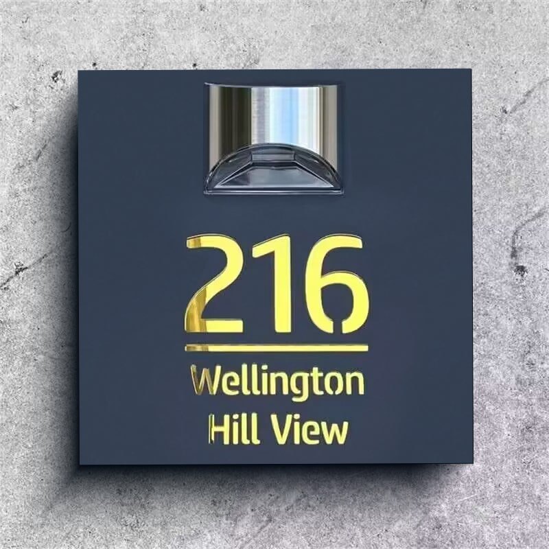 Personalized square solar house number plaque – view 4