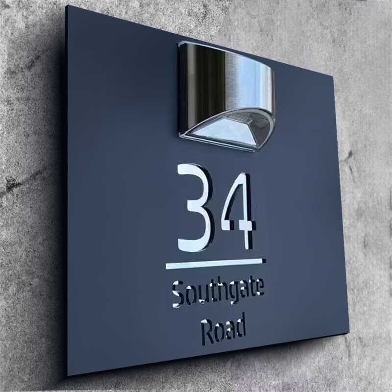 Personalized square solar house number plaque – view 6