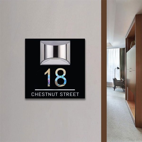 Personalized square 3D solar house number sign