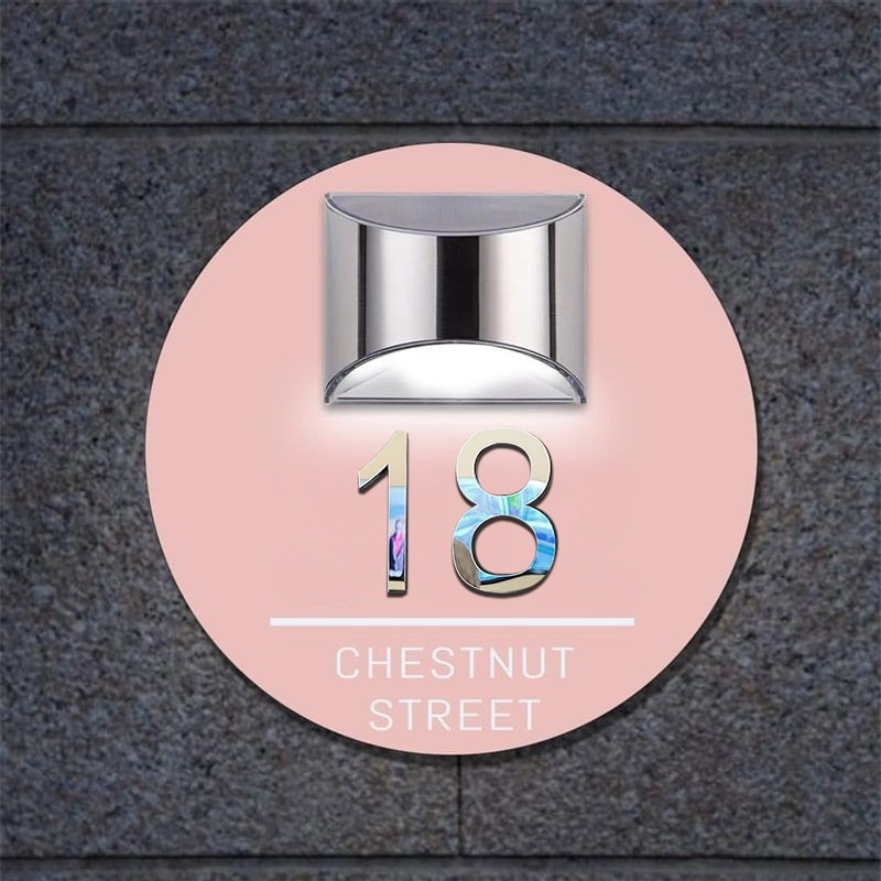 Round 3D collage acrylic door plaque close-up