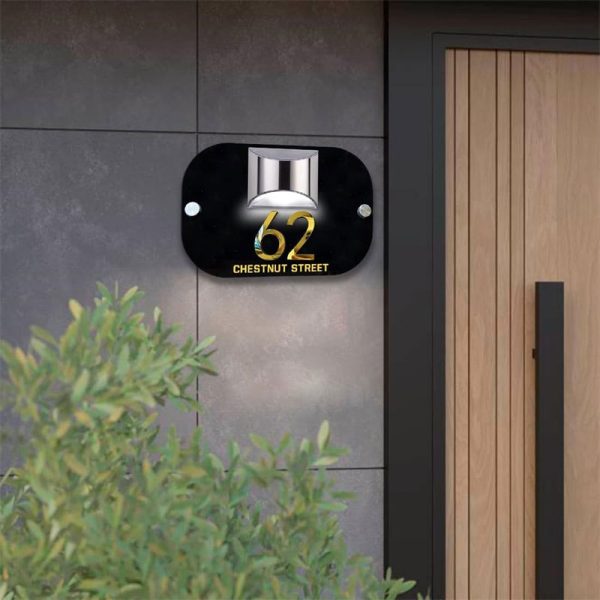 Personalized solar 3D house number sign