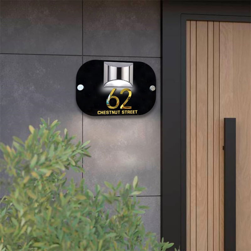 Personalized solar 3D house number sign