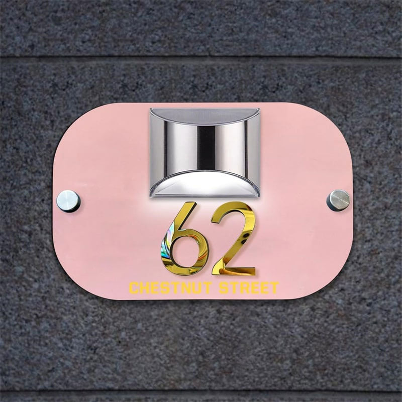 Personalized solar 3D house number sign – view 2