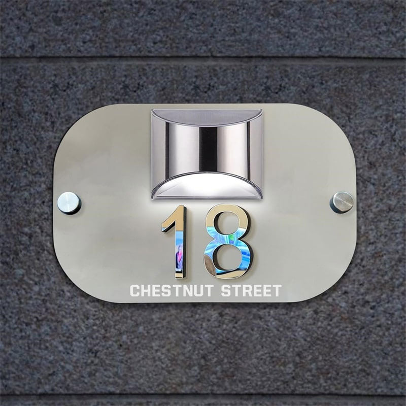 Personalized solar 3D house number sign – view 3