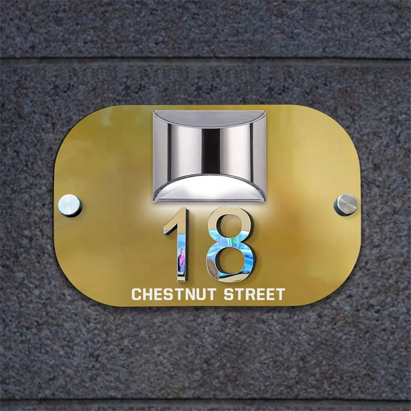 Personalized solar 3D house number sign – view 4