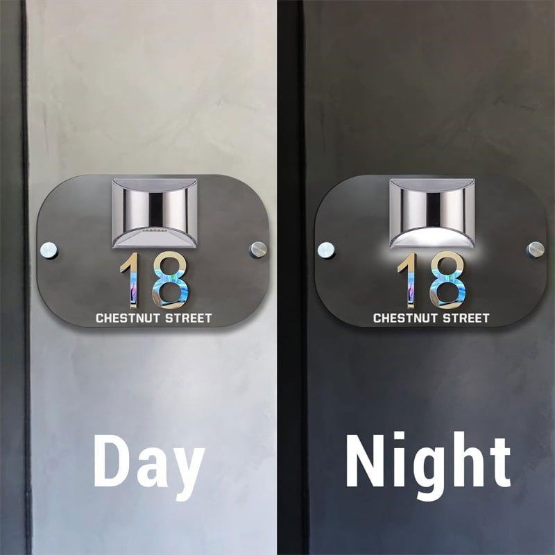 Personalized solar 3D house number sign – view 5