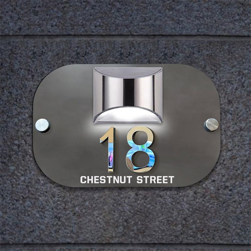 Personalized solar 3D house number sign – view 6