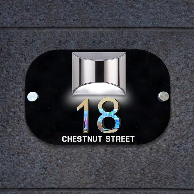 Personalized solar 3D house number sign – view 9