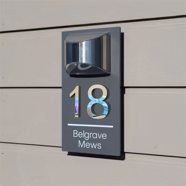 Personalized solar 3D rectangle house number plaque