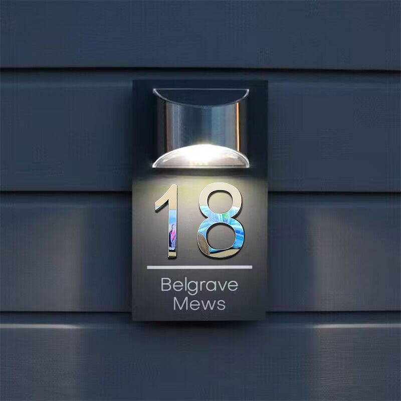 Personalized solar 3D rectangle house number plaque – view 2