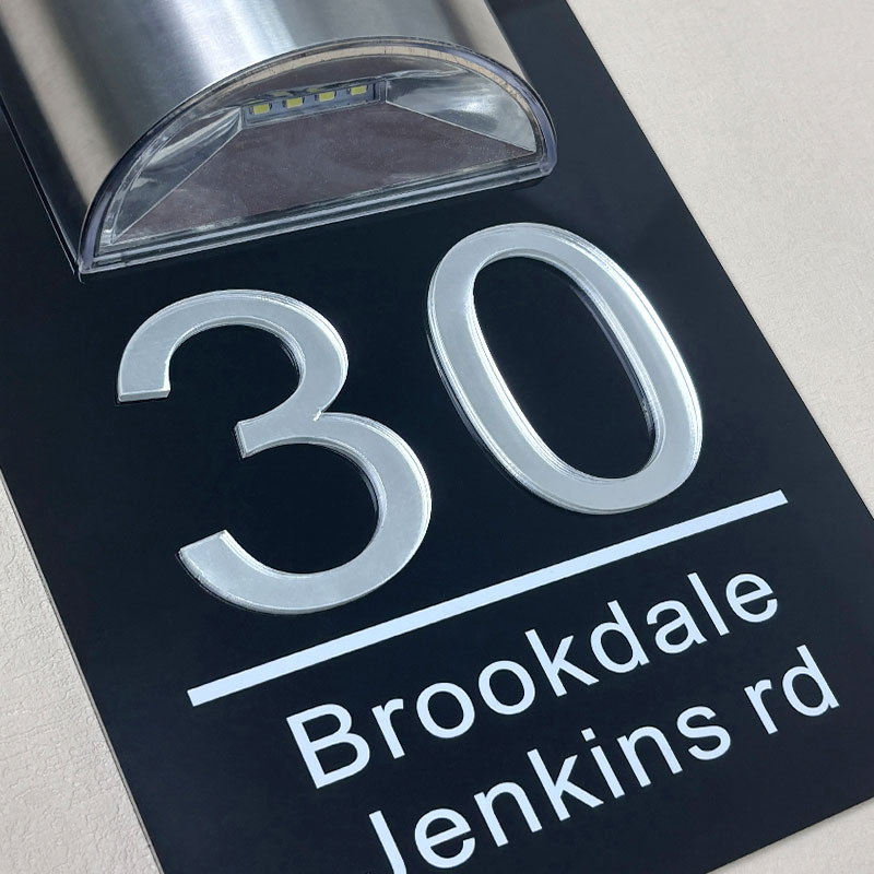 Personalized solar 3D rectangle house number plaque – view 4