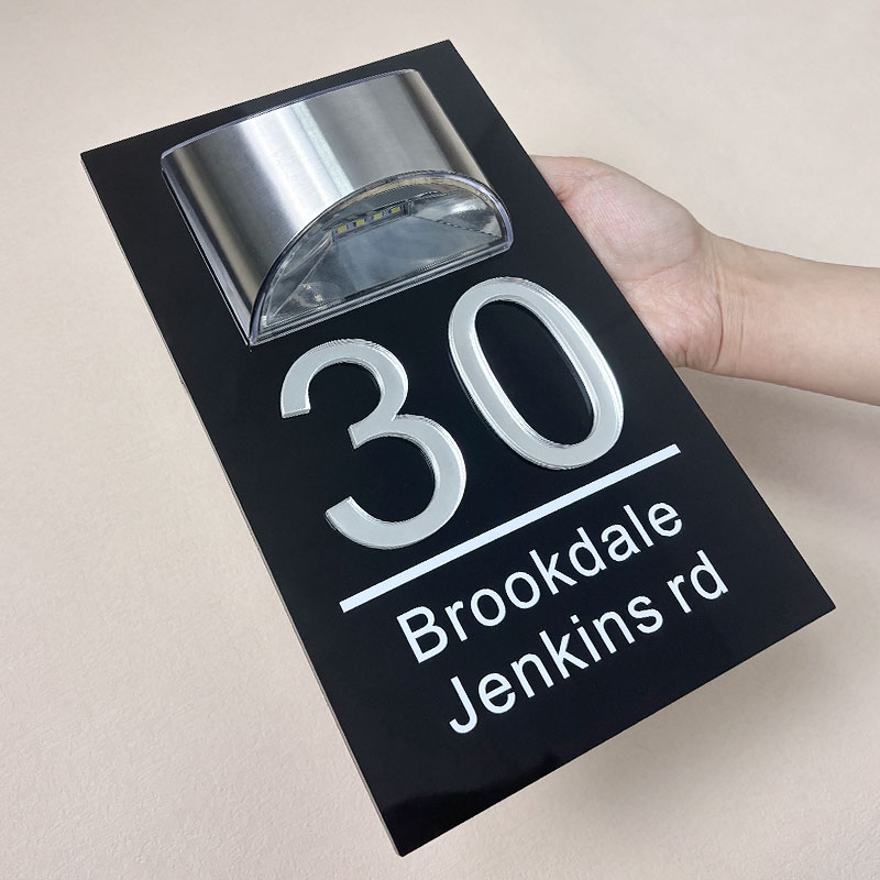 Personalized solar 3D rectangle house number plaque – view 5