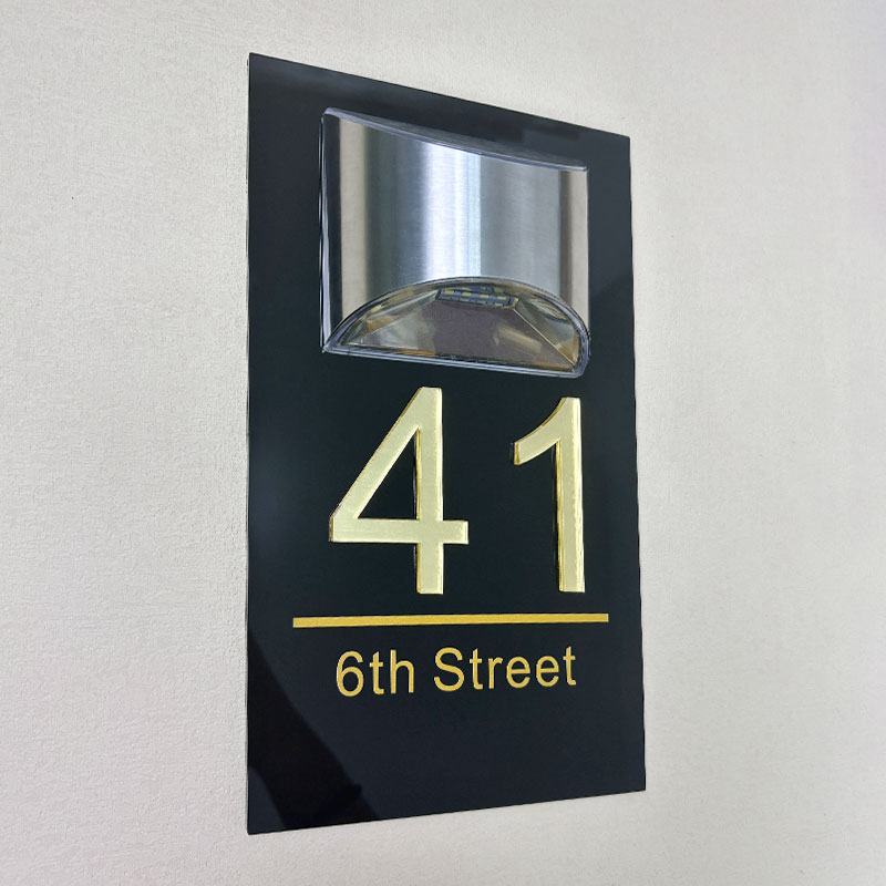 Personalized solar 3D rectangle house number plaque – view 6