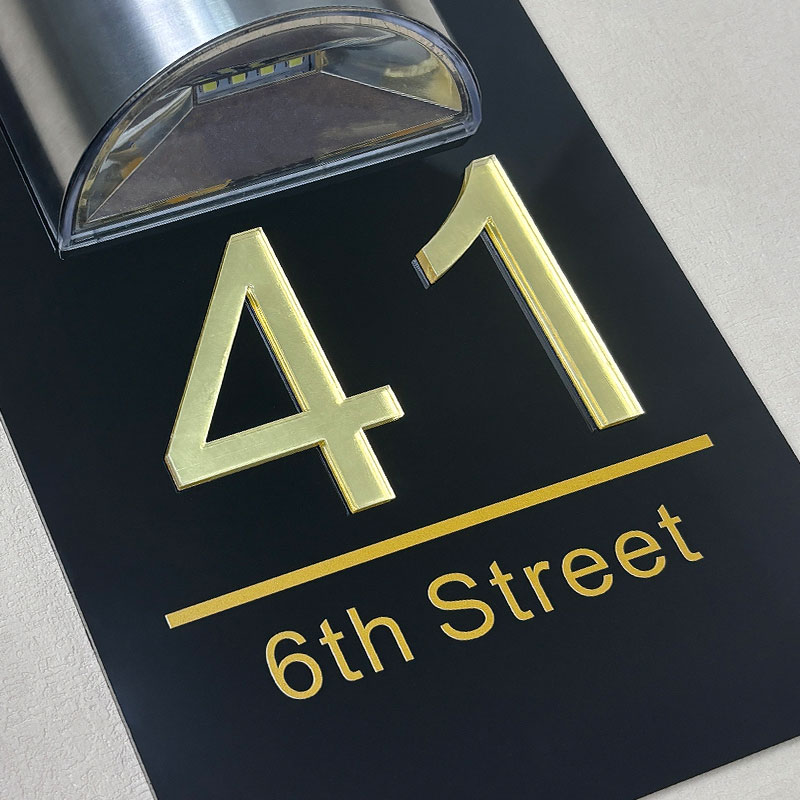 Personalized solar 3D rectangle house number plaque – view 7