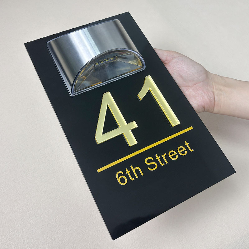 Personalized solar 3D rectangle house number plaque – view 8